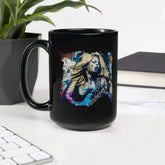 Melodies From Her Fingertips Black Glossy Mug - Beyond T-shirts